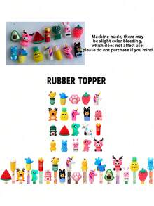 34pcs-Inspiring Fruit Bookmarks And Pencils With Cute Toppers, Fun Pencils, Fruit Food Themed Bookmarks, Cartoon Pen Caps, First Day Of School - Multicolor - View 11