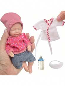 6 Inch/15cm Mini Reborn Doll, Full Soft Silicone Body, Handmade, Lifelike, Cute Painted Details, 5 Styles Available, Accurate Anatomical Structure, Children's Holiday Birthday Christmas Gift - Silicone - View 13