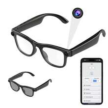 Smart Glasses, AI Camera Glasses, With 200-Megapixel Resolution, Equipped With A Dual-Camera System For Taking Photos And Recording Videos, Supporting Music Playback, Answering Calls, And AI Voice Interaction; Ideal For Cycling And Sports Photography - 200w像素眼鏡+黑色鏡片 - 查看 2