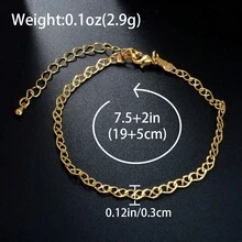 Simple 18K Gold-Plated Copper Geometry Bracelet Set For Women Daily Wear, Fashionable Layered Jewelry - Gold - View 9