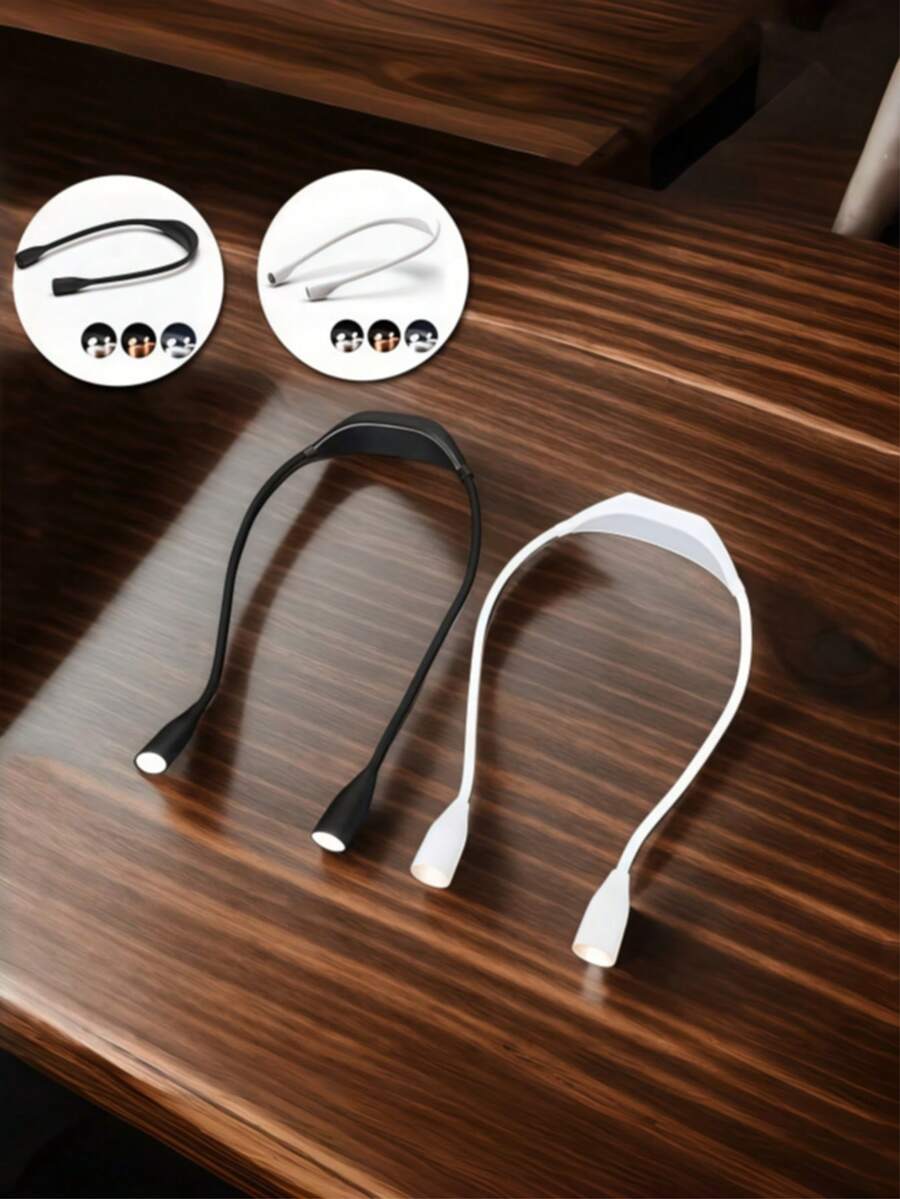 Neck-Hanging/Wearable Light, Equipped With 360-Degree Rotatable LED Reading Light And Three Adjustable Brightness Levels. Suitable For Bedside Table, Office And Home Environment. Can Be Used As Bedside Lamp Or Desk Lamp; Modern Design; Made Of Durable Material - A - 查看 1