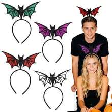 8pcs/Set Holiday Party Bat 3D Headband, Personalized Funny Glitter Wing Headband, Halloween Costume Party Cosplay Photo Prop Headpiece - Multicolor - View 10
