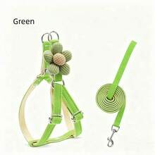 1 Set Laisse pour animal de compagnie à fleurs virale - Harnais à fleurs tricoté mignon & laisse pour chien, convient aux chats/Teddy/Bichon petits à moyens chiens, gilet anti-évasion respirant style chaîne pour chien (multi-couleurs en option) - Vert - Voir 8