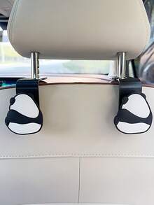 2pcs Cute Panda Car Seat Back Hooks, Cartoon Hidden Car Hooks, Practical Car Interior Storage Hooks, Panda Car Hooks, Seat Back Hidden Design, Multi-Functional Car Interior Storage - Panda - View 3