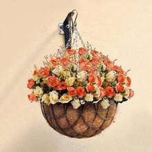 1/3/60pcs Artificial Rose & Peony Flower Bouquet, Suitable For Home, Restaurant, Living Room, Wedding Decoration, Autumn Artificial Flowers, Autumn Bouquet, Thanksgiving Home Decor, Spring & Autumn Season Decoration - Orange - View 4