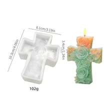 1pc Rose Flower Candle Holder Silicone Mold, Home Decor/Gift Ornament Plaster Mold, Handmade Epoxy Resin Casting Mold, Artistic Decorative Clay Plaster Mold - A-White - View 4