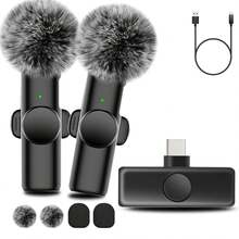 Wireless Lavalier Microphone Compatible With IPhone And TypeC Interface Plug And Play 2.4G Ultra-Low Latency Noise Reduction Chip Suitable For Live Streaming Interviews Song Recording Video Podcasts And Content Creators, 50mAh Rechargeable Battery - Black - View 3