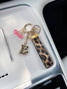 26 Letters To Choose From, Keychain Pendant, Creative Cherry Pendant, Leopard Print Pattern Key Strap, Car Keychain Pendant, Bag Decoration Pendant, Personalized Fashionable Key Matching. Key Accessories, Car Remote Control Decoration Pendant, Holiday Gift. - Letter - View 53
