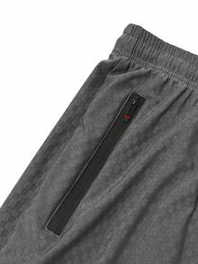Hidkat Men's Summer Casual Outdoor Sports Lightweight Textured Shorts With Drawstring Waist And Zipper Pockets - Grey - View 9