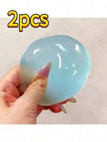1/2Pcs Malleable Slow Rebound Blue Coconut Oil Squeeze Ball, 6cm Malt Textured Handmade Squishy Fidget Toy, Ultra Soft Moldable Decompression Ball, Creamy Texture Sensory Fidget Gadget For Anxiety & Tension Relief - Multicolor - View 10
