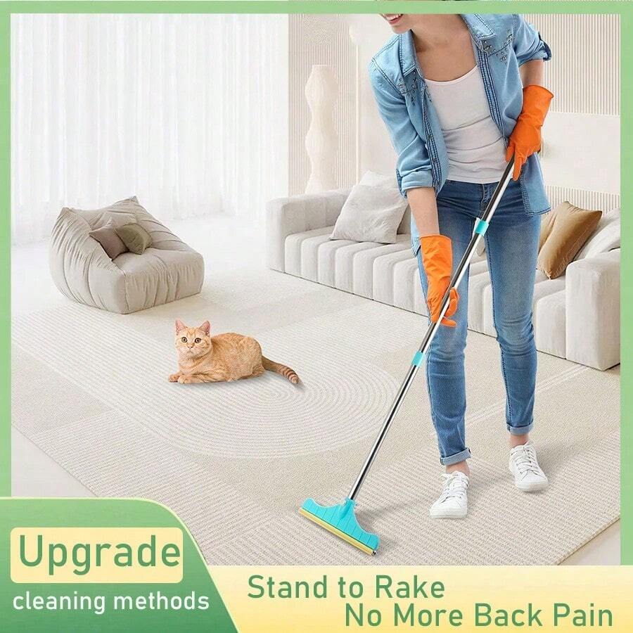 Pet Cat Dog Hair Carpet Cleaner - Cat Brush, Powerful Dehairing Brush, Essential Cleaning Tool For Cats, 45-Inch Extendable Pole, Retractable, Household Cleaning Helper, Dog Supplies, Dog Toys, Small Bag, Cat Gift