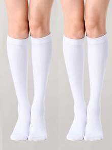 1/2/3/6 Pairs Women's Ribbed Knit Mid-Calf Socks, JK Style Striped Sports Socks, Soft Elastic Over-The-Knee Socks, Suitable For Daily Wear And Campus Outfits - Black and White - View 19