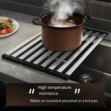 1pc Foldable 304 Stainless Steel Sink Drain Rack, Rust-Proof Roll-Up Design, Moisture Control & Drying, Compact & Durable, Suitable For Small Kitchens And Busy Households For Dish & Vegetable Draining - Multicolor - View 10
