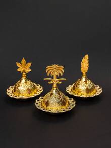Gold-Plated Hollow Incense Holder 3 Optional Lids Luxury Home Decor Incense Burner - Multicolor - View 9