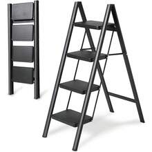 4-Step Folding Ladder - Portable Metal And Plastic Step Stool, Sturdy Non-Slip Grip Steps & Wide Base For Indoor Home Repairs, Garage, Kitchen, Bathroom - 4-step - View 7