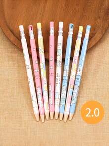 5/10pcs Random Color 2B Mechanical Pencil 2.0mm Thick Refillable Press-Type Pencil For Continuous Writing, Replaceable, Back To School - Multicolor - View 7