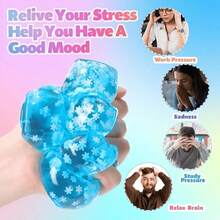 1 pieza Pelota antiestrés cubo de hielo con copos de nieve en el interior para relajarte y estar tranquilo, premios para el aula, calma a niños y adultos, juguete sensorial de goma de rebote lento - Regalo de Halloween/Navidad, Taba Squisy, juguetes para rellenar bolsas de fiesta, las bolsas de embalaje son aleatorias - Multicolor - Ver 8