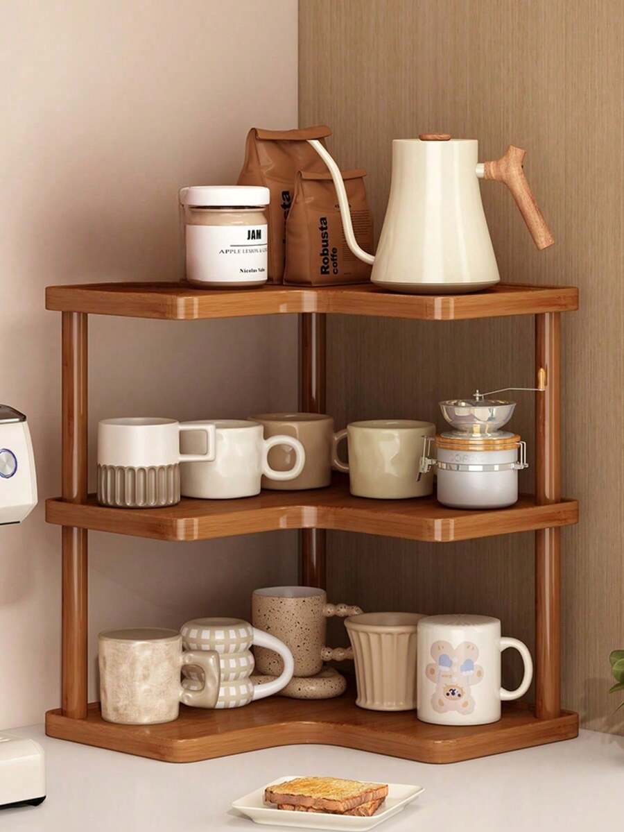 1pc 3-Tier Triangle Storage Rack, Multi-Functional Desktop Organizer For Coffee Station, Kitchen, Office, Dining Room, Living Room, Bedroom Countertop Display - Multicolor - View 1