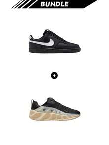 Nike [Bundle] DUNK Court Vision Men's Sneakers Black/Black/White FZ0630-010 + Court Vision Ava Rover Men's Sneakers Black / Muslin / Sequoia / Anthracite DX4215 - Black+Black - View 1