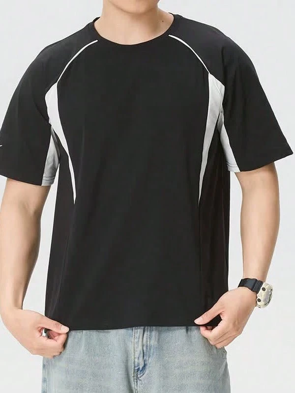 Skechers Men's Color-Block Raglan Cooling Quick-Dry Crew Neck Short Sleeve T-Shirt - Black - View 1