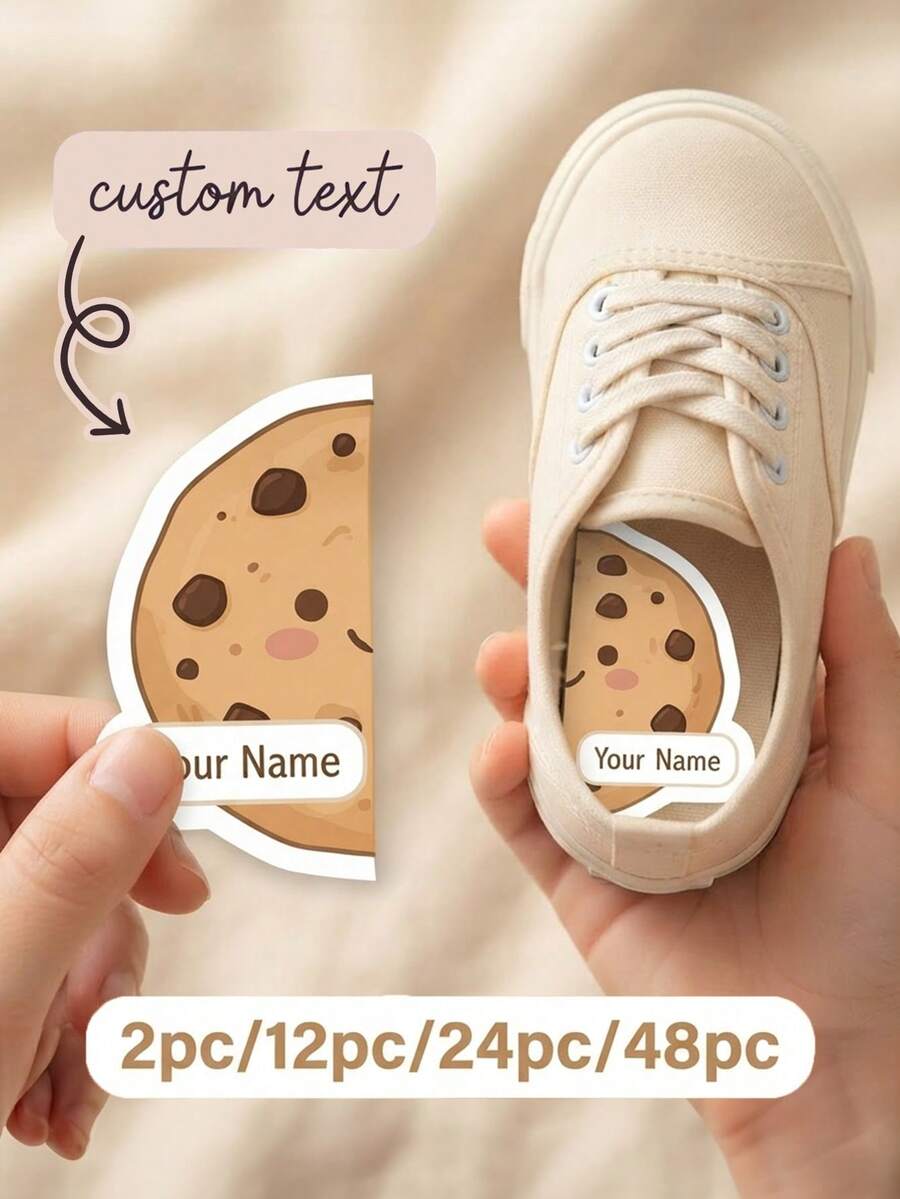 客製化鞋子姓名貼紙、客製化文字卡通識別標籤、多入裝鞋類文具防丟標記貼 - 彩色 - 查看 1