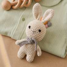 Handmade Baby Soothing Rattle, Develops Baby's Auditory Ability, Suitable As A Gift For New Moms, Suitable For Christmas And Newborn Commemoration, Rabbit-Shaped Rattle, Parent-Child Interactive Toy, Built-In Bell, Cute Design, Rich Details, Attracts Baby's Attention - Multicolor - View 1