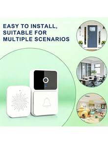 جرس باب ذكي لاسلكي 2.4G WiFi مع جرس داخلي، كاميرا جرس أمان برؤية ليلية بالأشعة تحت الحمراء 480P، صوت ثنائي الاتجاه مع مغير الصوت، مراقبة عن بعد في الوقت الفعلي عبر الهاتف المحمول، تخزين لقطات سحابية، بطارية قابلة للشحن مدمجة 400mAh، شحن USB - مشاهدة 9