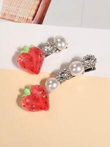 2 piezas de pinzas para el flequillo divertidas, creativas, versátiles y originales con frutas, strass y perlas - 26814 - Ver 8