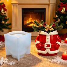 SUPWANPENG Santa Claus Clothes, Christmas Dress Pocket, Top Half Body Flower Pot Silicone Mold, Christmas Red Clothes Green Plant Cement Flower Pot DIY Resin Storage Mold, Easy Demolding And Reusable, Suitable For DIY Resin, Plaster, Clay, Concrete, Cement Crafts Silicone Mold, Easy Demolding, Suitable For Various Holiday Gifts And Home Decor. - A - View 5