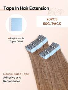 jessie's wig Jessie's 膠片式接髮 真人髮 20片/包 50g 絲滑直髮 漂染金髮 自然外觀 高品質 膠片式接髮 淺棕色 4# - S6 - 查看 4