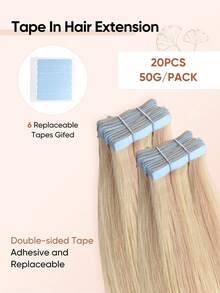 jessie's wig Jessie's 貼片式接髮 真人髮絲 20片/包 50g 絲滑直髮 漂染金髮 接髮片 自然外觀 高品質 挑染金髮 18P613# - S18/613 - 查看 4