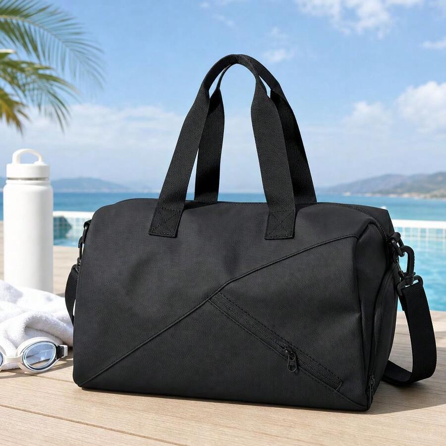 1pc Large Capacity Multi Compartment Handbag With Detachable Shoulder Strap, Dry Wet Separation Wear Resistant Nylon Duffle Bag For Sports Swim Gym Business Short Travel - Multicolor - View 1