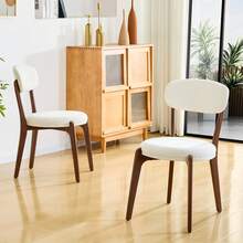 2 Person Dining Chair Set, Medieval Modern Style, Linen White - White - View 5