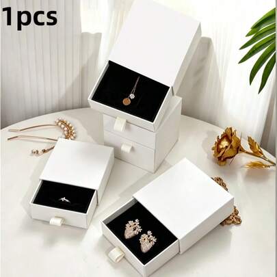 Hộp đựng trang sức 1 ngăn kéo, có thể đựng nhẫn, bông tai, mặt dây chuyền, dây chuyền, vòng tay và các loại trang sức khác, hộp quà đóng gói cho ngày Valentine và năm mới
