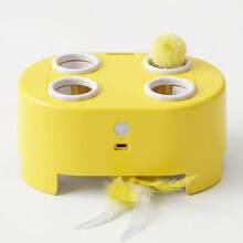 Smart Interactive Cat Teaser Toy, Self-Entertainment Boredom Relief, Artificial Feather Toy, Durable And Scratch-Resistant, USB Rechargeable, Suitable For Indoor Play For Large, Medium And Small Cats - Yellow - View 9