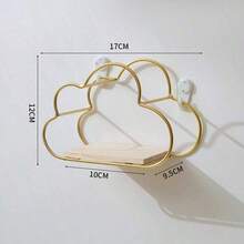 Estantería de pared sin taladro para habitación infantil, estante decorativo de hierro, organizador de almacenamiento montado en la pared para dormitorio - Dorado - Ver 8