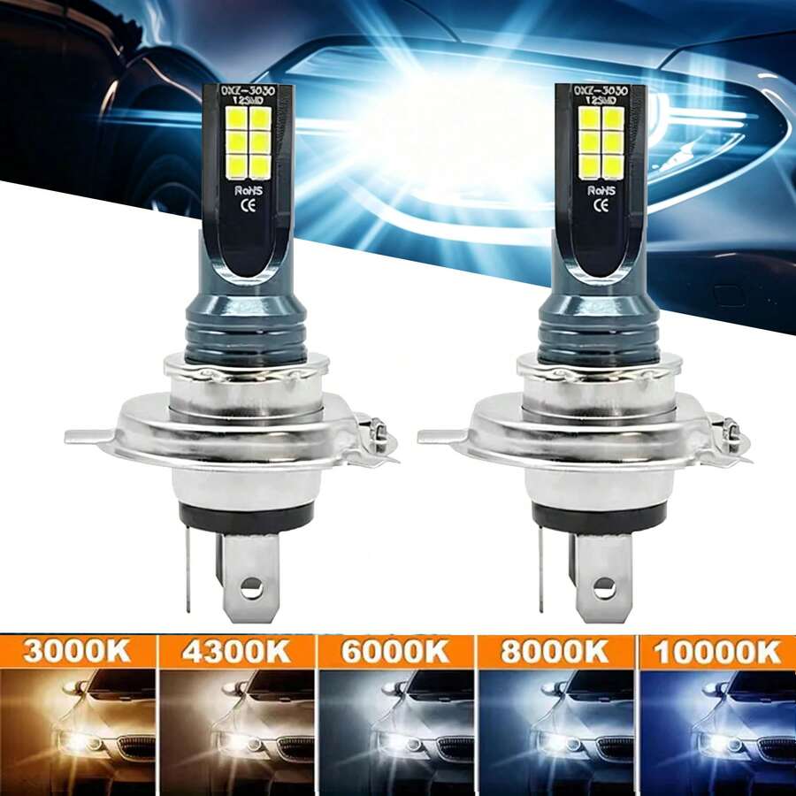 Heyword 2pcs Car Fog Light Bulbs, CSP Chip, H4 H11 9005 9006 HB4, Suitable For Car Fog Lights And LED Headlights, Color Temperature 6000K/8000K - 2pcs - View 1