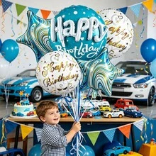 5pcs Creative 3D Happy Birthday Letter & Star Balloon Set, Birthday Party Foil Balloons - Balloon - View 5