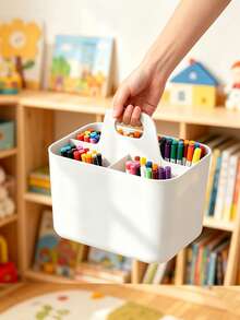 Desktop Storage Basket With Compartments And Handle, Portable Stackable Divided Stationery Organizer Box, Suitable For Pencils, Markers And Other Office Supplies, Ideal Desktop Accessory, Perfect Gift For Various Occasions - One Size - View 3