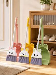 1pc/Set Mini Cleaning Mop And Broom Set, Cute Rabbit Shaped PP Material Dustpan Brush Set, Compact Handheld Soft Bristle Floor Broom, Suitable For Home Kitchen Bedroom Living Room Daily Cleaning - Multiple Styles - View 1