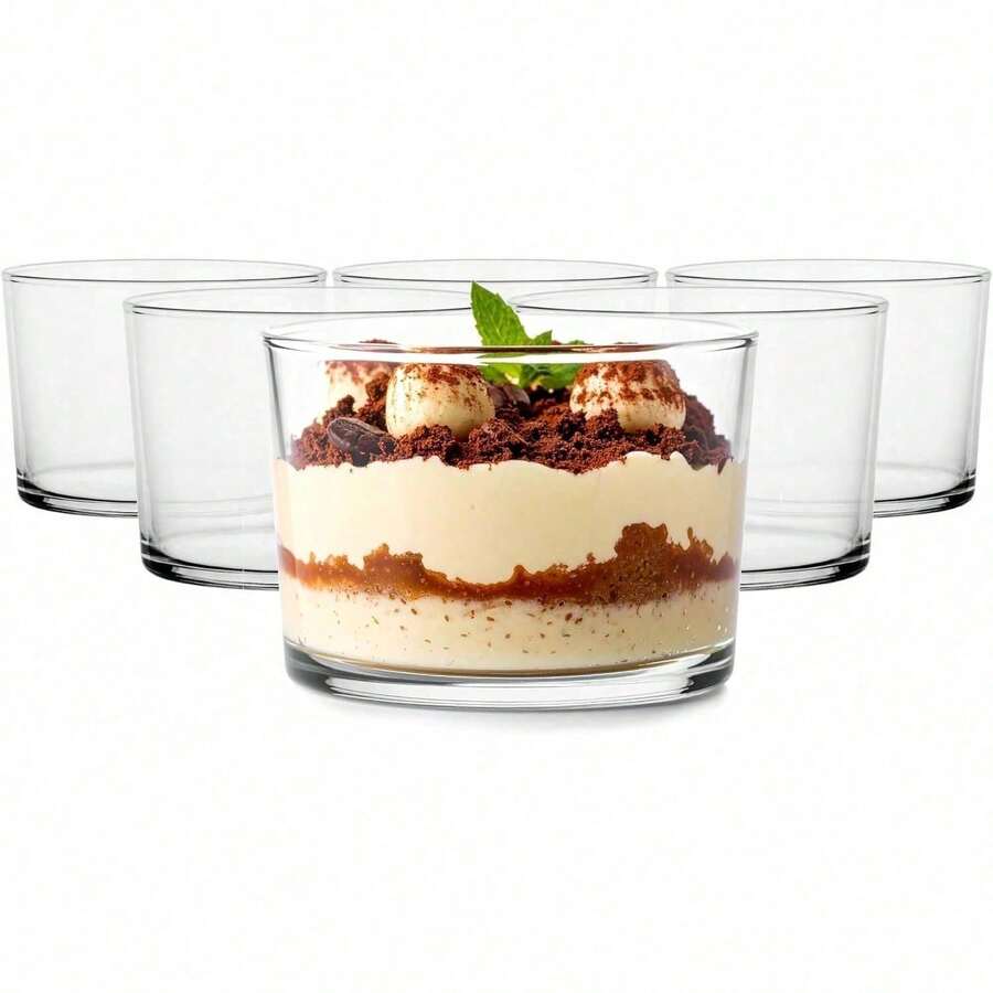 Dessertschälchen, Glasschalen, Eis- und Salat-Schalen, 6-teiliges Set mit Deckeln, kleine Salatschalen, 6 Stück à 150 ml - Transparent - Übersicht 1