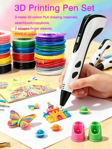 Luxury 3D Printing Pen Set With 2m 22-Color PLA Filament, Tracing Book, Finger Sleeve, Pen Holder, Compatible With ABS Mode, 3-Speed Adjustable, Suitable For Most Creative Craft Enthusiasts - View 5