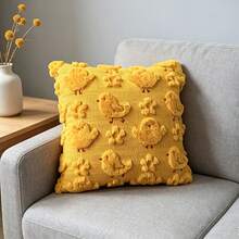 2pcs Set Cute 3D Plush Chick Pillowcases, Soft Yellow Chick Cushion Covers, Adorable Animal Pattern Pillowcases For Home Living Room Bedroom Decor, Pillow Inserts Not Included - Yellow - View 8