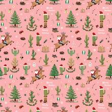 1 Roll Of Christmas Gift Wrapping Paper Featuring A Design Of Cowboy Santa Riding A Reindeer;Perfect For Christmas Gift Wrapping,Holiday Party Decor,Home Festive Decoration,DIY Craft,Festive Favour Wrapping Dimensions: 43 Cm X 300 Cm. - A - View 5