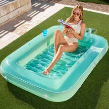Inflatable Pool Lounge Chair, Sunbathing Lounger, Adult Pool Float, Floating Sunbed For Outdoor Pool, Lake, River And Ocean Fun; Pool Party Supplies, Summer Inflatable Swim Ring - A - View 11