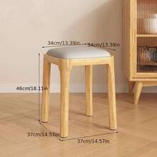 Stackable Solid Wood Square Stool, Soft And Comfortable Padded Seat Cushion Stool, Dining Room Backup Stool, Living Room Sofa Side Stool – No Armrest, Backup Stool. - Light Grey - View 8