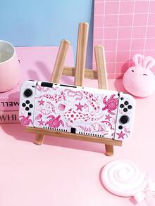 New Switch 2 (2025) Game Accessories, 1pc Pink Underwater Element Pattern Storage Bag For Charger And Data Cable, Compatible With Switch/Switch 2 Game Console Protective Case, Compatible With Switch 2/Switch OLED/Switch NS Battery Version Game Console Storage Bag/Protective Case, Card Box, Dust Cover, Dock, Built-In Stand, Can Store 10 Game Cards, Portable Travel, Anti-Drop Anti-Pressure Game Cartridge Box Controller Bag Accessories - Multicolor - View 3