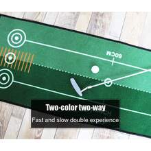 Dual-Speed Golf Putting Practice Mat, Realistic Turf Texture, Thick Anti-Slip Rubber Base For Stability, Dual-Track Fast And Slow Speed Practice Design, Smooth And Even Ball Roll Without Deviation, Rollable For Portable Storage And Space-Saving, Compact And Easy To Store, Suitable For Indoor Living Room, Office Desk, Home Leisure, Travel, Multi-Player Interactive Fun Game, Beginner, Intermediate, And Professional Skill Levels - Multicolor - View 2