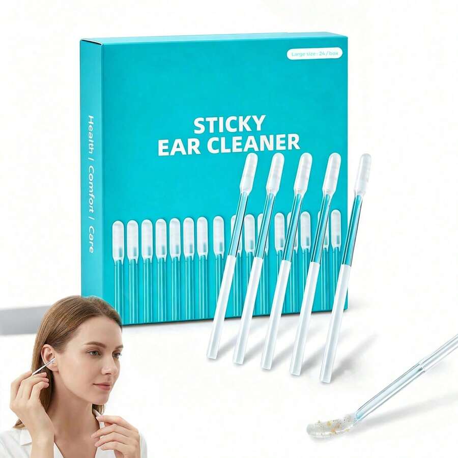 Introducing A Brand New Reusable Adhesive Cotton Swab, Specifically Designed For Earwax Removal. Each Box Contains 24 Pieces, Offering Two Size Options: A Small Size Suitable For Children And Women, And A Large Size Designed For Adult Men. This Professional-Grade Tool Features A Built-In Adhesive Tip, Making The Cleaning Process Easy And Convenient, An Ideal Choice For Home Earwax Removal.
