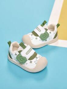 Unisex Baby Rabbit Print Hook And Loop Anti-Slip Walking Shoes - Green - View 1
